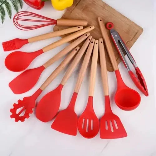 Kit Colher De Silicone Para Cozinha C/ 12 Peças