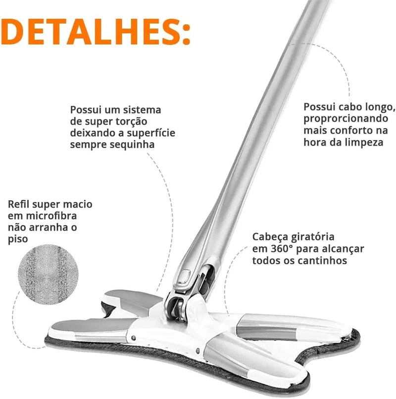 Esfregão de Limpeza Giratório 360º com Torção Automática + Frete Grátis